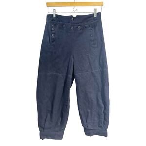 Vintage US Navy Sailor Pants Mens 28x20 Navy Blue Wool Cropped Button Fly Panel